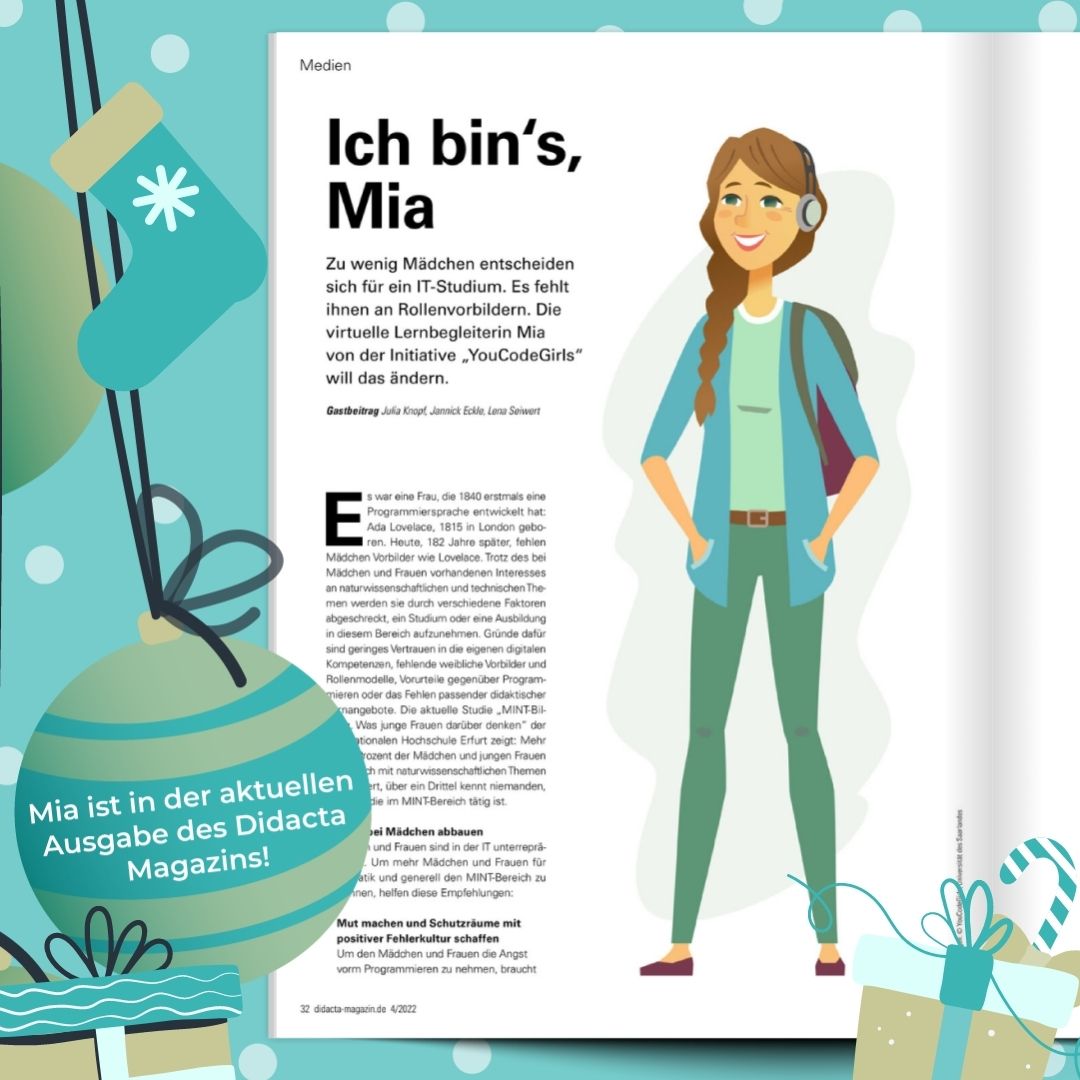 Der Nikolaus hat YouCodeGirls heute ein ganz besonderes Geschenk mitgebracht: Die aktuelle Ausgabe des didacta Magazins! 🎅🏻 Den ganzen Artikel findest du oben in der Bio ☝️ #youcodegirls #digitalebildung #rolemodels #mint #coding #programmieren #didactamagazin #ichbinsmia