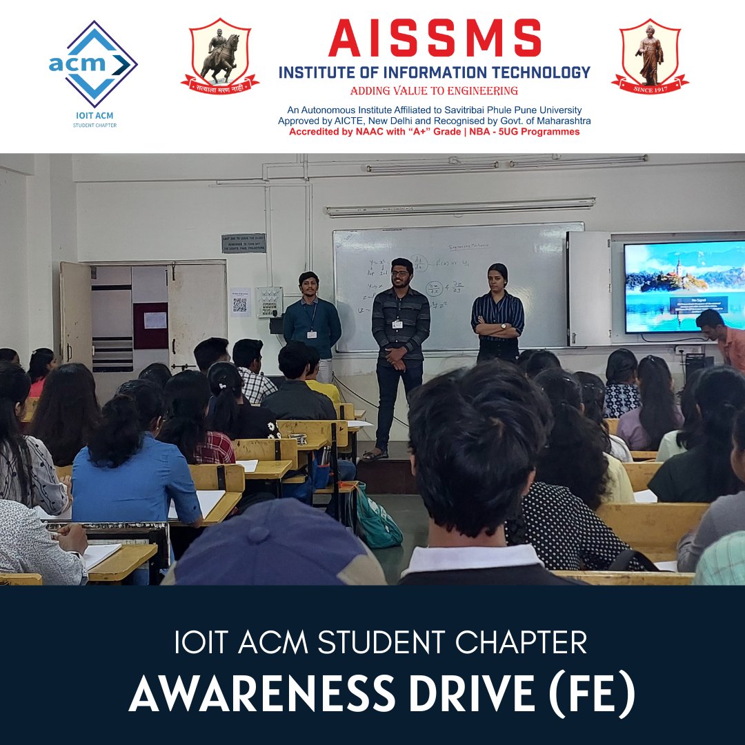IOIT_ACM's tweet photo. @IOIT_ACM Student Chapter conducted 'ACM Awareness Drive' for FE students from 23rd Nov to 25th Nov.
@Indiaacm @AISSMS_IOIT

#ioitacm #acm #aissmsioit #aissms #awarenessdrive #membership #acmindia https://t.co/qeh6tSyvia