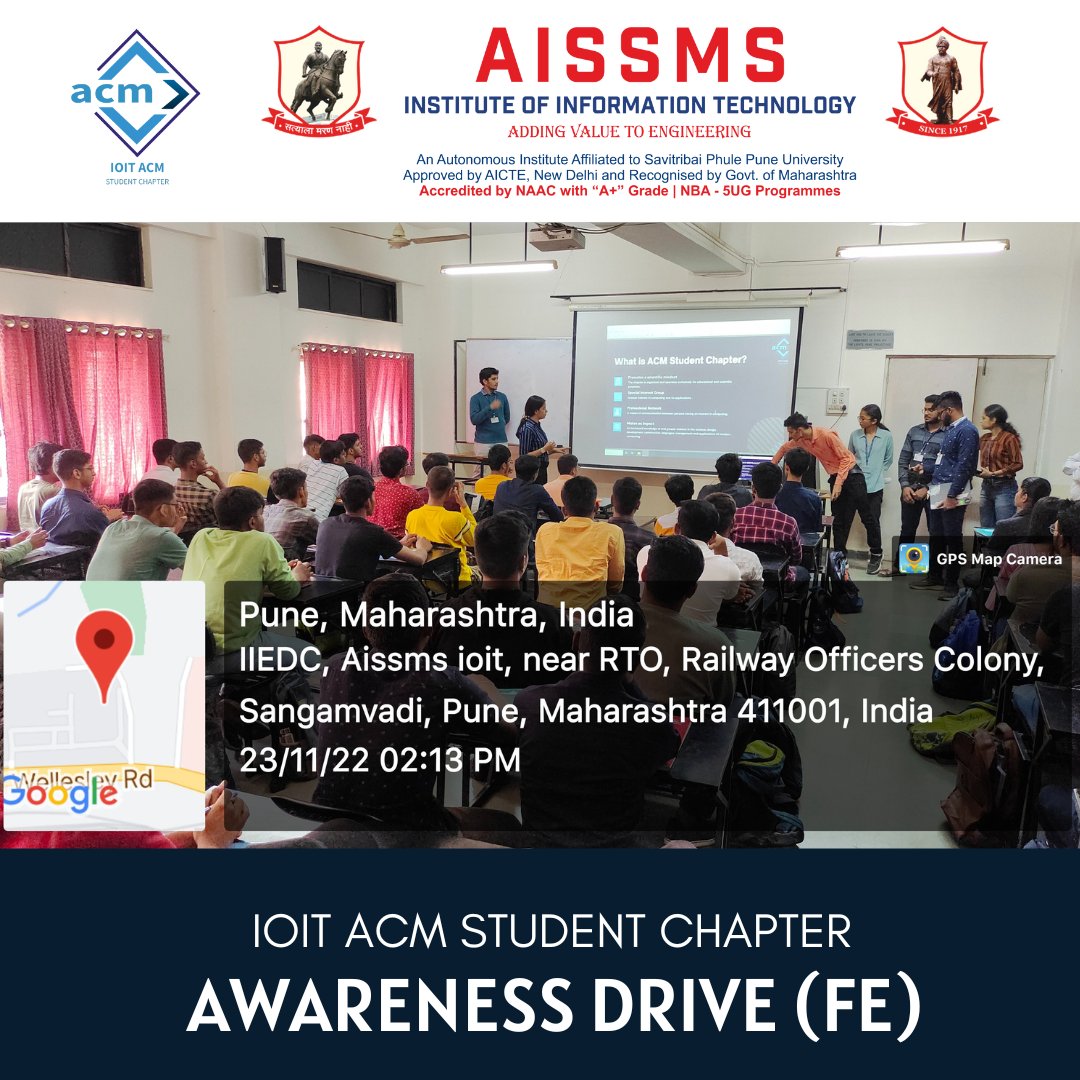 IOIT_ACM's tweet photo. @IOIT_ACM Student Chapter conducted 'ACM Awareness Drive' for FE students from 23rd Nov to 25th Nov.
@Indiaacm @AISSMS_IOIT

#ioitacm #acm #aissmsioit #aissms #awarenessdrive #membership #acmindia https://t.co/qeh6tSyvia