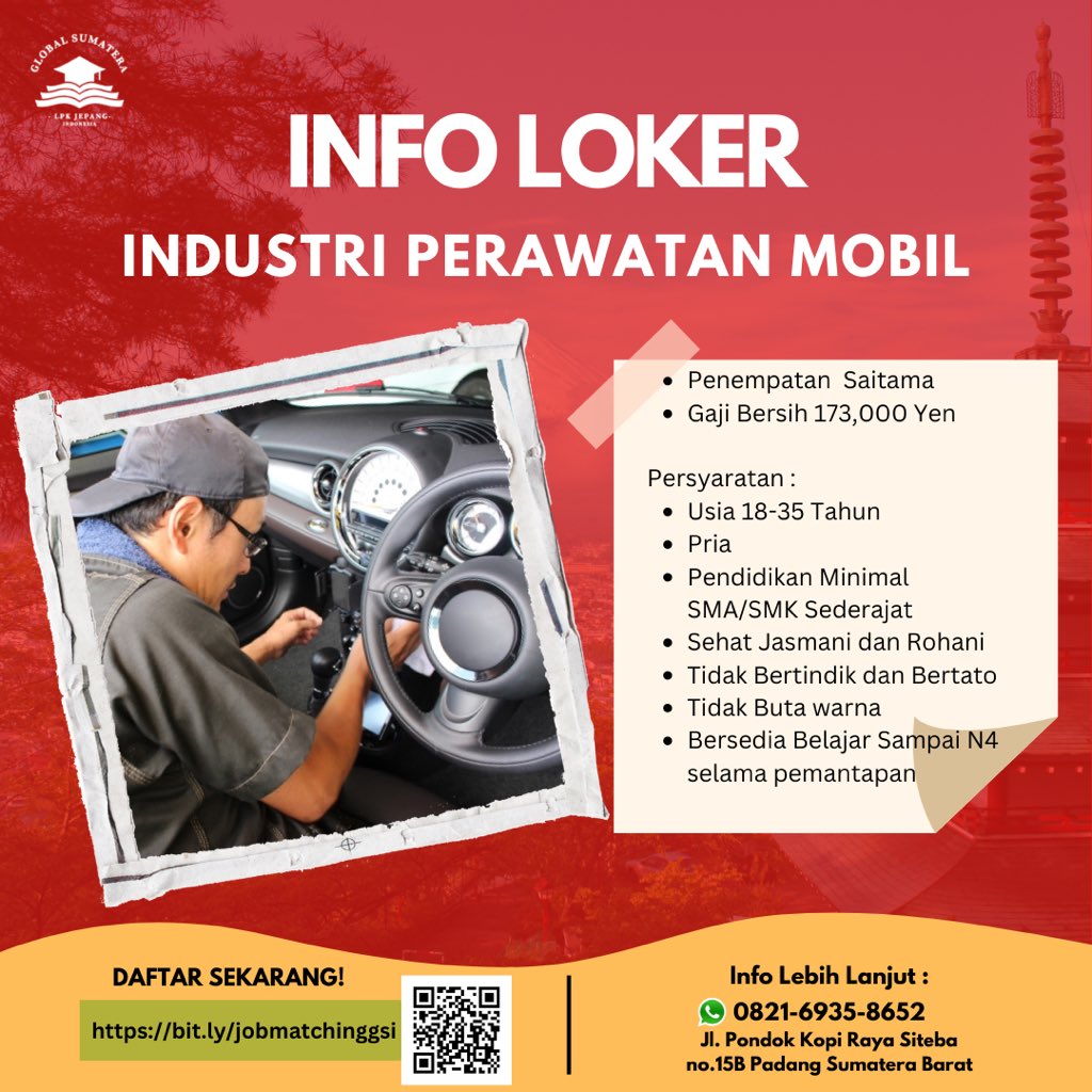 LPKjepang's tweet photo. Info lowongan di Jepang🤗
Ayo kerja di Jepang🤠

#lokerjepang #lowonganjepang #kerjadijepang #tokuteiginou #ssw #jlpt #magamgkejepang #lpkjepang #lpkglobalsumatera https://t.co/3joCtB2O0K