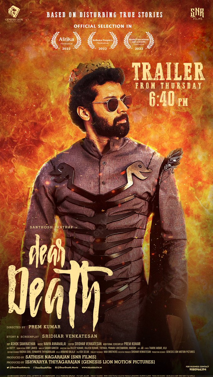 Sridhar_Dir's tweet photo. #DearDeath

Trailer release announcement

@Actorsanthosh @KskSelvaPRO @GenesisLionMP @SNRFilms2022 https://t.co/LxF0vODVTS