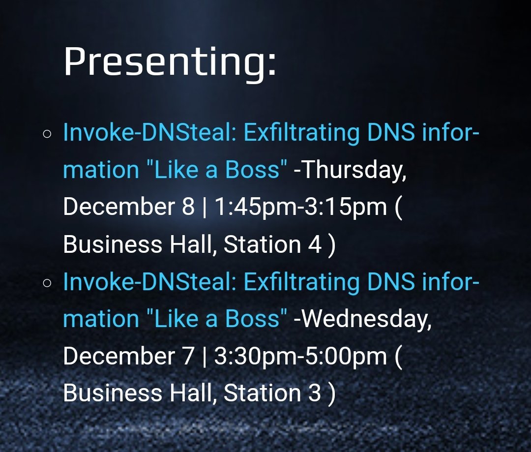 JoelGMSec's tweet photo. I am very proud to announce that #InvokeDNSteal will have two passes at @BlackHatEvents!!
You have all the information and the schedule at: https://t.co/Ks4KWiFZaK
See you at #BHEU! ๐ https://t.co/CHmovoLTts