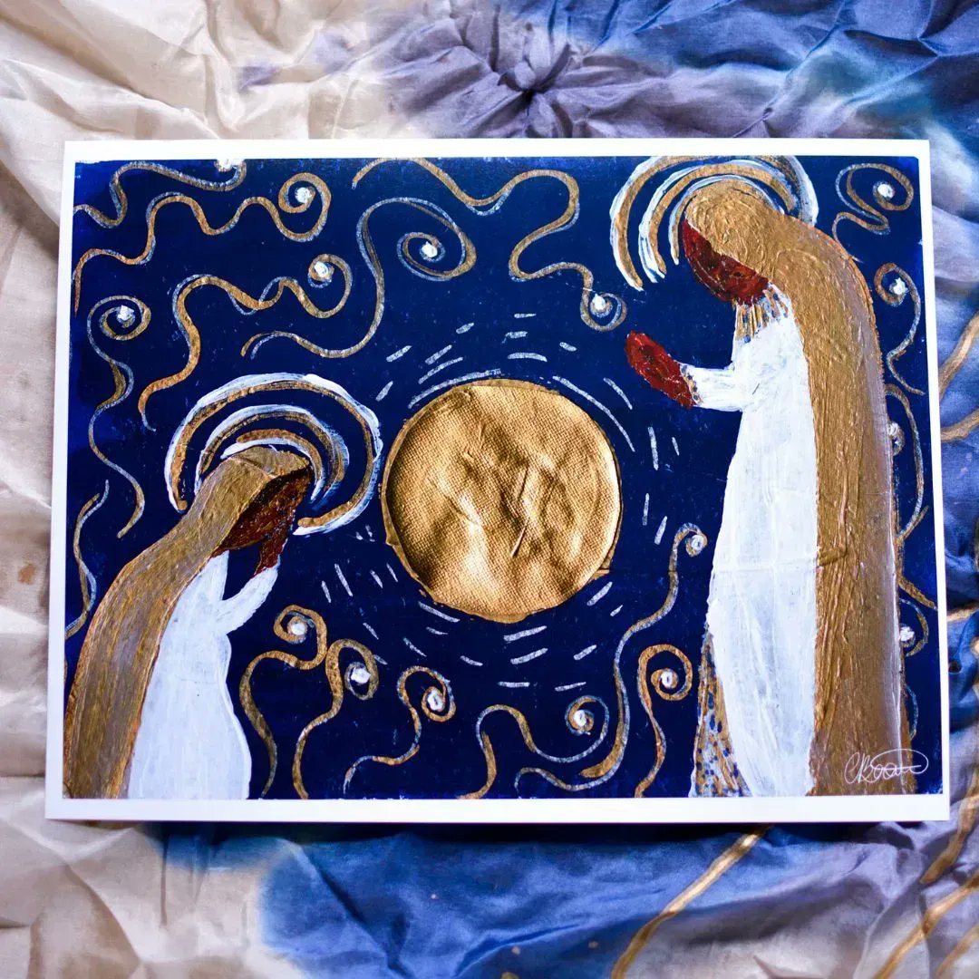 ZumbroLutheran's tweet photo. "Perhaps the most remarkable annunciation in this passage is not the messenger’s revelation to Mary, but Mary’s 'yes' to the call."

— "Mary's Golden Annunciation" by Carmelle Beaugelin (@BeauFolioStudio) | @sanctifiedart https://t.co/I0bQpqGde4