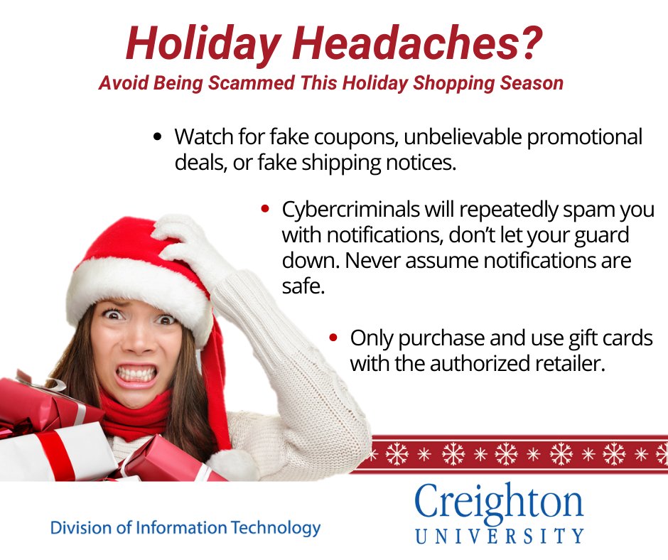 CreightonMyIT's tweet photo. Creighton's Division of IT wishes you a safe and fun holiday season. https://t.co/lo2uZFzgza