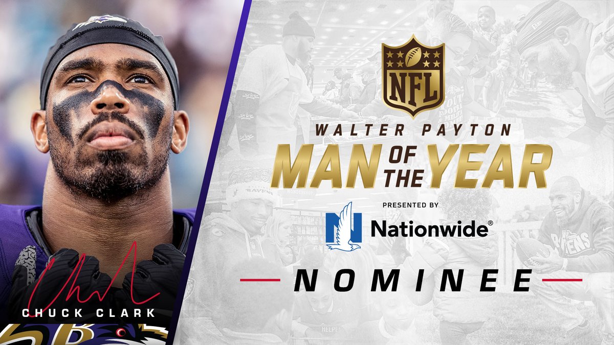 .<a href="/ChuckC36/">Chuck Clark</a> is our nominee for the Walter Payton NFL Man of the Year Award 💜

#WPMOYChallenge | <a href="/Nationwide/">Nationwide</a>