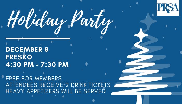 PRSAIowa's tweet photo. 'Tis the season! Join us this Thursday from 4:30 PM - 7:30 PM for our PRSA Holiday Party. Enjoy drinks, appetizers and mingling! 

Sign up. > https://t.co/BrZQFE4Cp4 https://t.co/reOufsvYfv