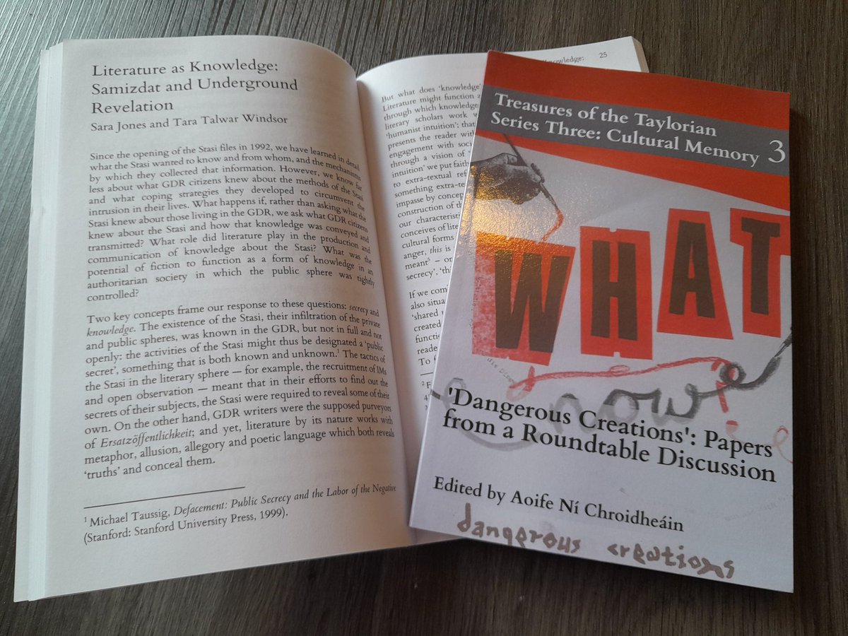 ProfSaraJones's tweet photo. Great to finally receive this in the post this morning. Chapter with @TTW1984 on #literature #knowledge and the #stasi , published in a volume emerging from fabulous workshop on underground publication in the #gdr , edited by the wonderful @AChroidheain . Part of @SecretsStasi . https://t.co/IoM2Sepq1V