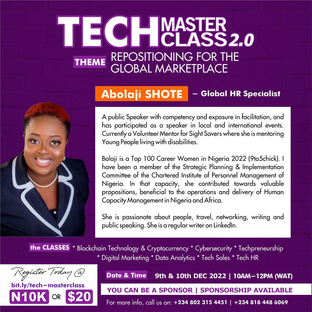 MasterclassTech's tweet image. Meet our Facilitators!

If you haven&apos;t registered, simply click the link below:
bit.ly/tech-mastercla…

And if you can&apos;t afford the fees, just reach out to us, we have willing sponsors.

You don&apos;t want to miss this!