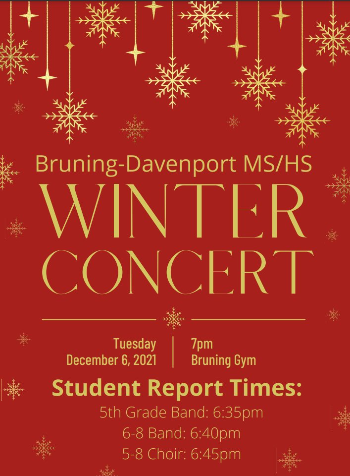 MS/HS Music Concert Tonight @Bruning