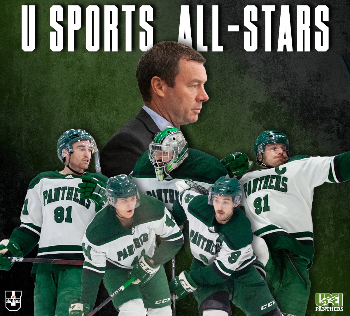 UPEIPanthers's tweet photo. Six UPEI Panthers named to @USPORTSca all-star team to compete against World Junior athletes later this month.

Congratulations to Troy Lajeunesse, TJ Shea, Kyle Maksimovich, Matt Brassard, Jonah Capriotti, and head coach Forbes MacPherson!👏

STORY | https://t.co/xzAJeUYYgl https://t.co/FBnW99Tm28