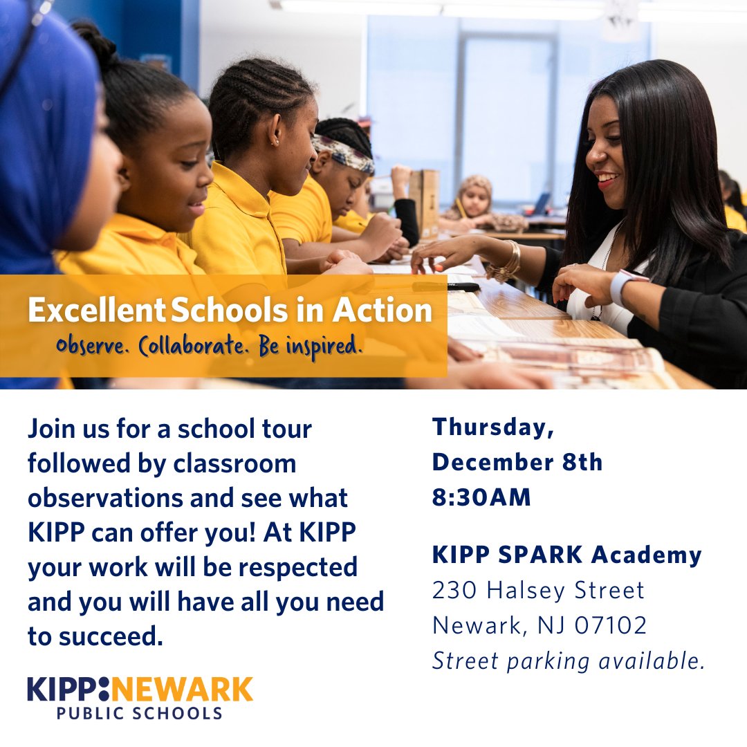 Join us at KIPP SPARK Academy THIS Thursday to learn more about our school model and opportunities to join a community that values your growth and development as a teacher. Register here today: jobs.kippnjmiami.org/joinus