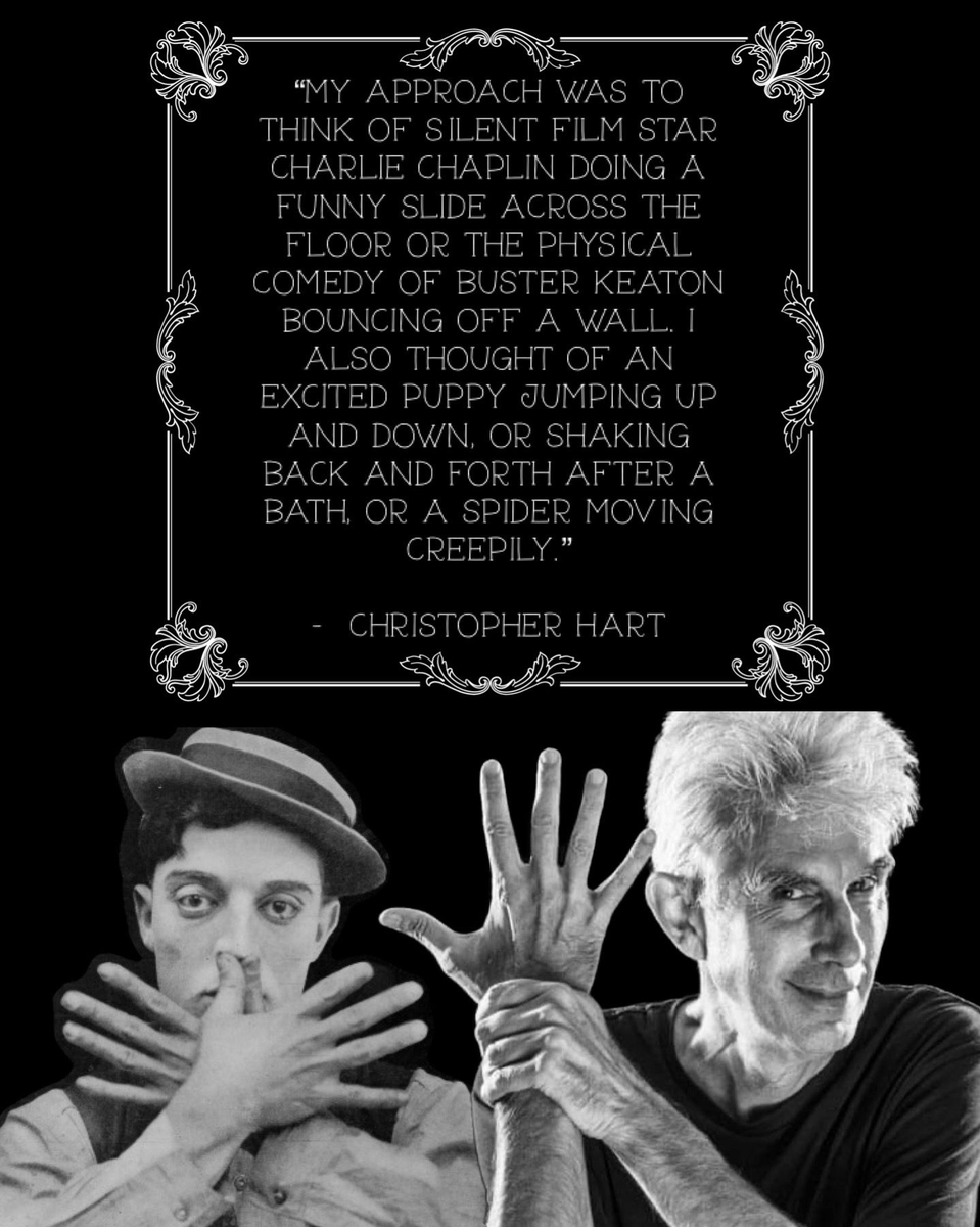 BusterKeatonSoc's tweet photo. #TalkieTuesday Magician & performer, #ChristopherHart talks about the inspiration behind his performance as #Thing in the 1990s’ #AddamsFamily movies. https://t.co/rQM1ExPO4Z