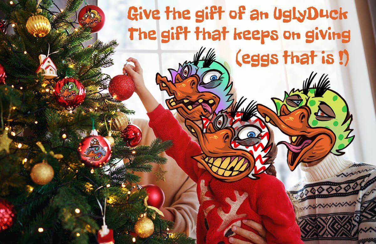 Quack, quack⁉️

What do you get if you cross a duck and Santa Claus? A Christmas quacker 🎄🦆

#uglyduckwtf #duckarmy #NFTartwork #NFTCommunity #NFTs