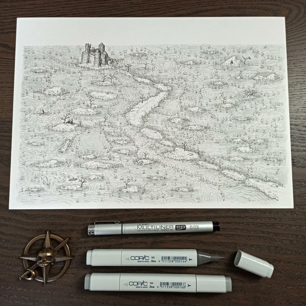 jogbrogzin's tweet image. Final map for the Hellsgarde adventure (part of Black God's Kiss box set from @BlazingWorlds, based on the stories by CL Moore). This is the most amount of swamp I've done for a map... I knew I should have worn swamp boots!

#swamp #dndmap #castlemap #rpgmap #dnd #rpg #dnd5e