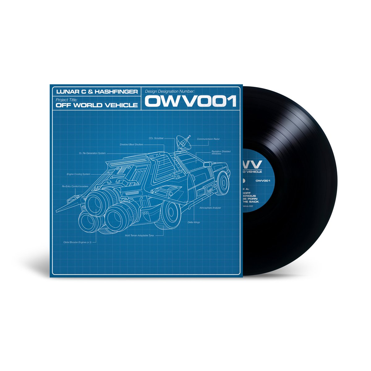 BeeGraphicsUK's tweet photo. Vinyl version artwork for @HashFinger &amp; @LunarCFT Off World Vehicle LP, available to pre-order now https://t.co/uS95e5mHUS