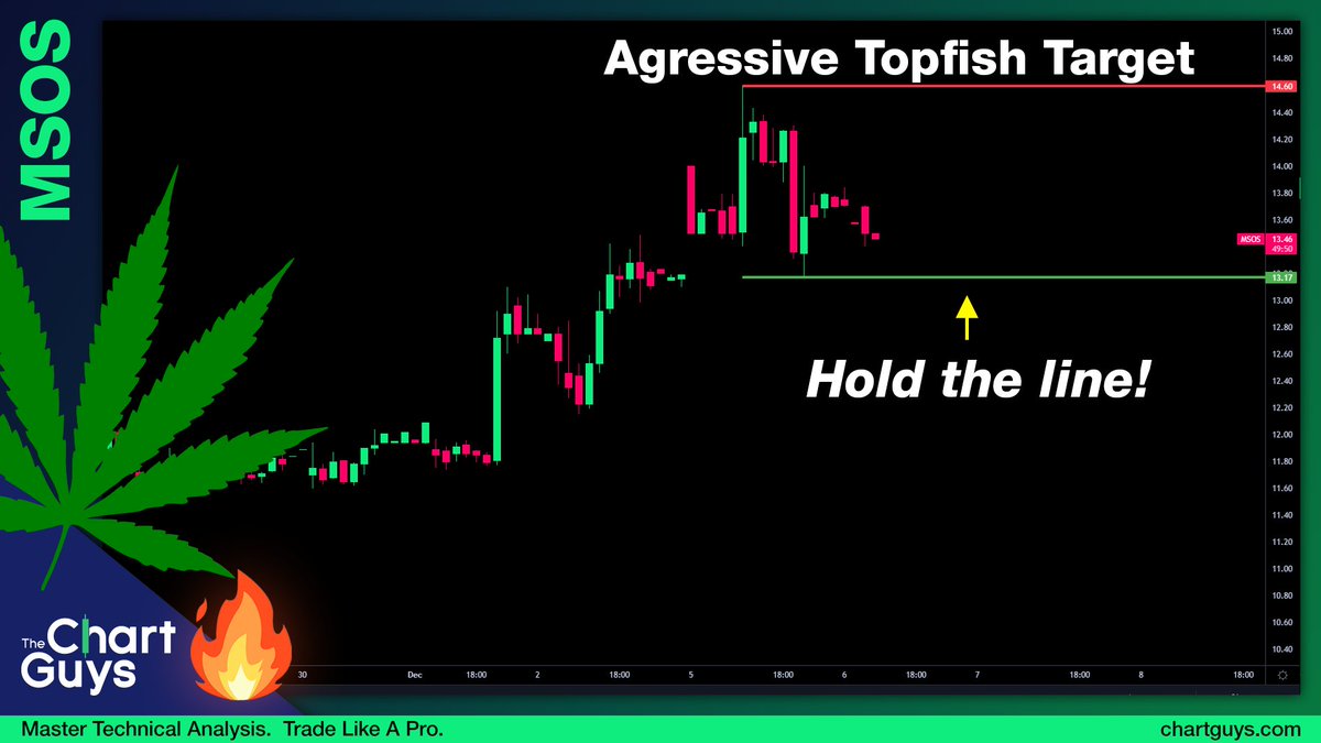 TCG_Hotlist's tweet photo. $MSOS very news driven price action. Bulls want to maintain above the low of yesterday 13.17 and head back to 14.60 resistance. Bears are scouting a short entry under 14.60. #stocks #stockmarket #daytrading #MJstocks #marijuanastocks #TCNNF #CURLF #GTBIF https://t.co/cfIsfosgDT