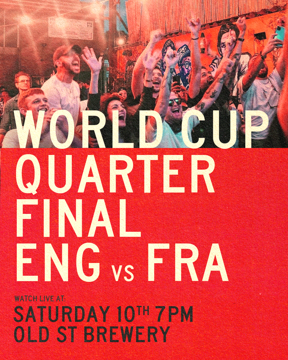 OldStreetBrews's tweet image. It's coming home!! Join us this Saturday for ENGLAND v FRANCE at 7pm in the Taproom! Book now to secure a table!!

#oldstreetbrewery #worldcup2022 #watchparty #livefootball #greaterlondonevents #livesport #englandworldcup #londoncraftbeer #beer #londonist #eventslondon
