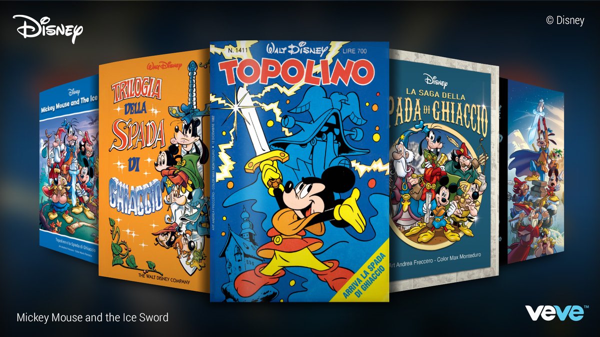 Celebrate the season with the first chapter of the renowned Ice Sword saga, written by Massimo de Vita, featuring Mickey &amp; Friends!

This <a href="/Disney/">Disney</a> digital comic features the original Topolino magazine cover as well as four Italian variants.

Drops in blind box Wed, 7 Dec at 8AM PT