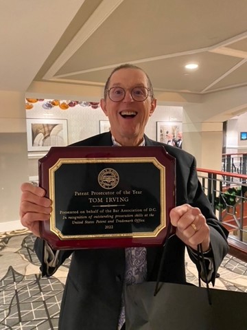 Round of applause for Tom Irving, who was awarded IP Section Patent Prosecutor of the Year at the Bar Association of the District of Columbia 150th Anniversary Gala! <a href="/badc1871/">BADC</a>