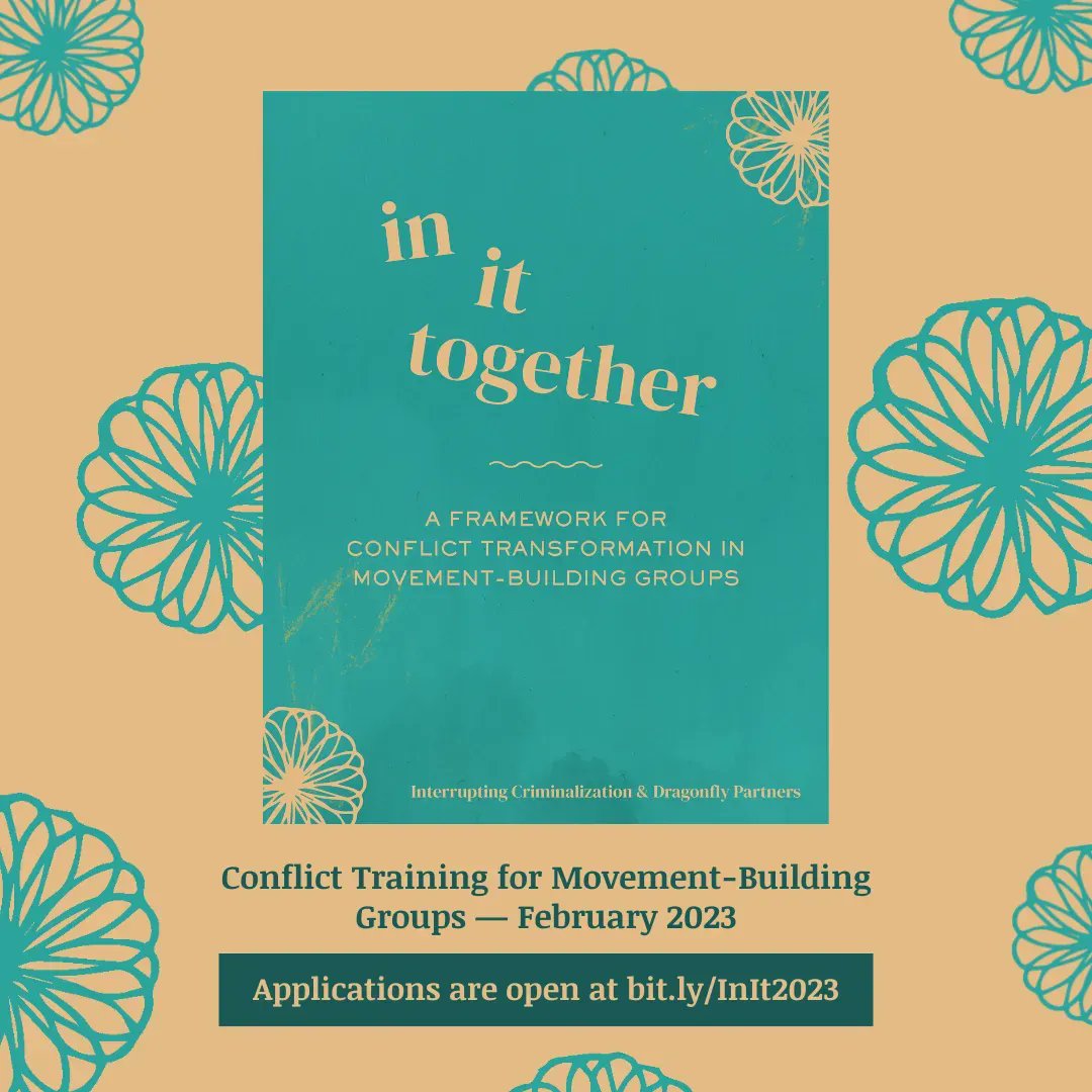 interruptcrim's tweet photo. This 4-week interactive training in February 2023 aims to support our In It Together resource to be more useful in assessing, addressing, and transforming conflict in movement-building groups. Learn more and apply at https://t.co/coqRaQPbnt https://t.co/oSOCUibiju