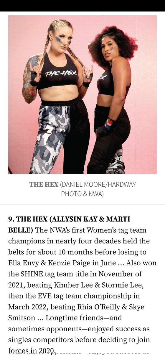 Congratulations to #TheHex @Sienna and @MartiBelle #9 on @OfficialPWI #TagTeam100 @nwa