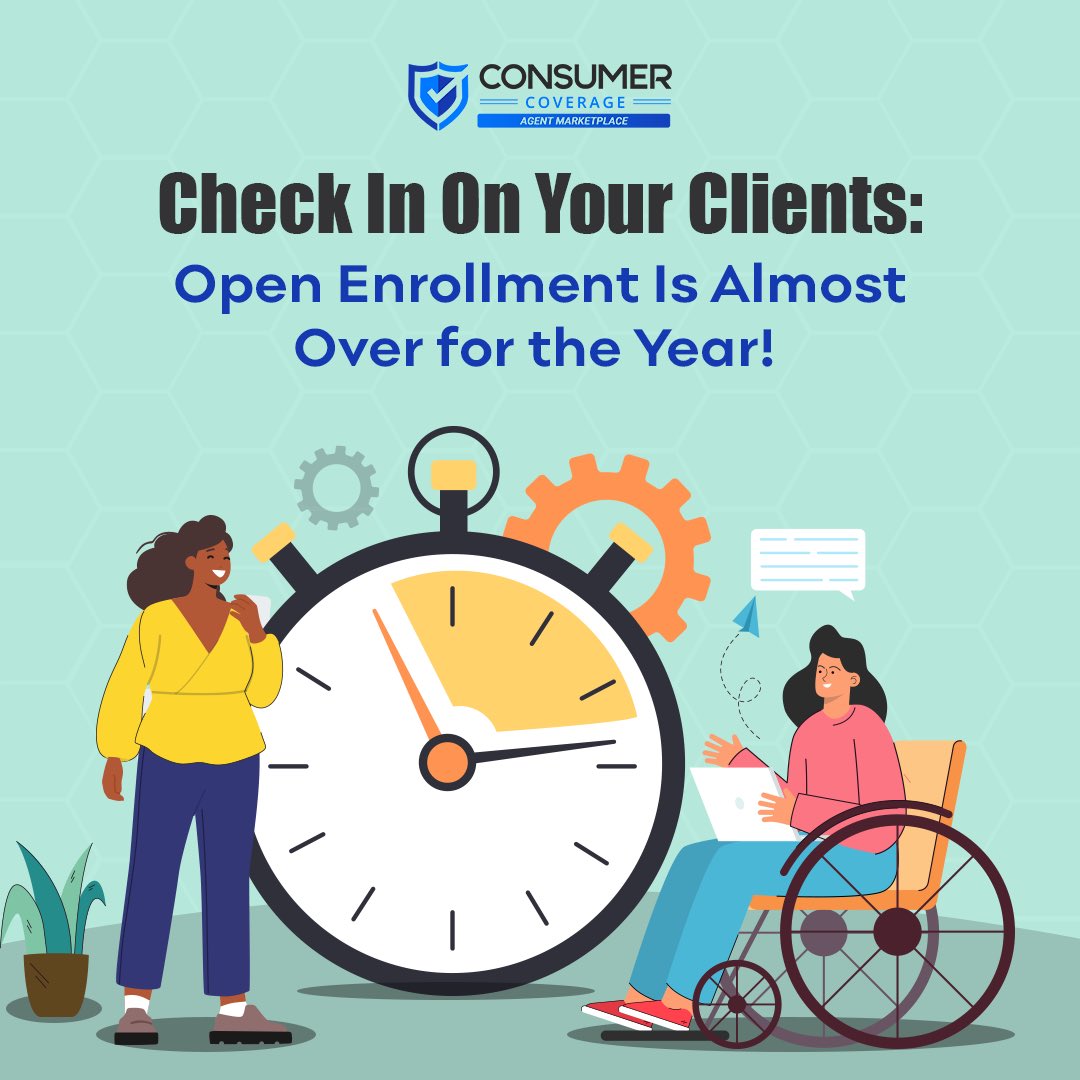 CCAgentMarket's tweet photo. Get on your clients’ “nice” list this season by giving them a friendly reminder that open enrollment is almost over! 

If they want coverage to start January 1st, 2023, they’ll need to choose a health insurance plan and enroll by December 15th. ✅

 #insuranceagent https://t.co/W66MK4JUQH