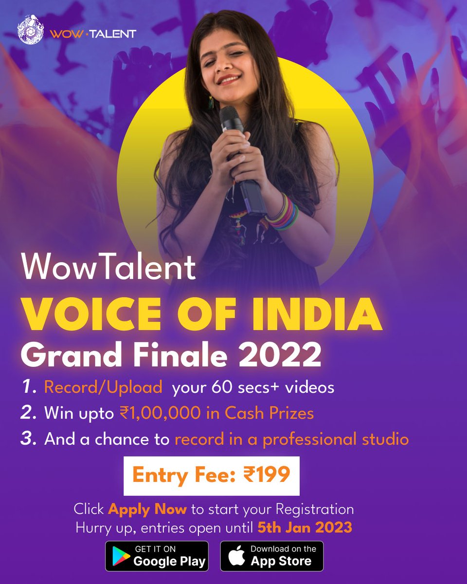 WowTalent_app's tweet photo. WowTalent Voice of India Finale 2022
India’s Biggest Online Singing Competition is here https://t.co/0CL196I21c