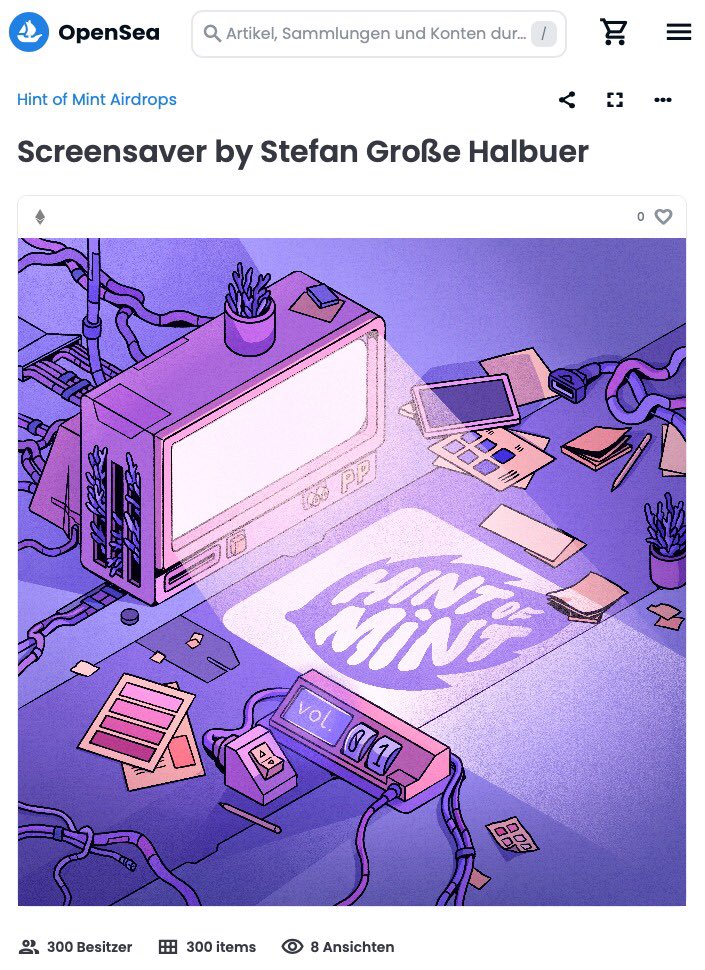 Hint of Mint (@hintofminthq) on Twitter photo Congrats to all lucky winners of the <a href="/grossehalbuer/">Stefan Große Halbuer</a> Drop 🤘🤘🤘
All NFTs dropped 🚀
opensea.io/de-DE/assets/e… Congrats to all lucky winners of the <a href="/grossehalbuer/">Stefan Große Halbuer</a> Drop 🤘🤘🤘
All NFTs dropped 🚀
opensea.io/de-DE/assets/e…