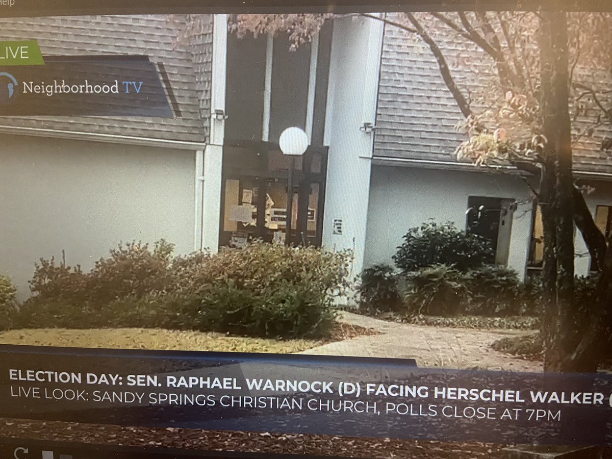 CJenningsMedia's tweet photo. Have you checked out https://t.co/2NKGrYOox7 yet? We are LIVE at Sandy Springs Christian Church on this Election Day. Not seeing any lines outside. How’s it looking at your polling location? Polls are open until 7pm! #vote #ElectionDay #RunoffGA https://t.co/Omy5YKNWcq