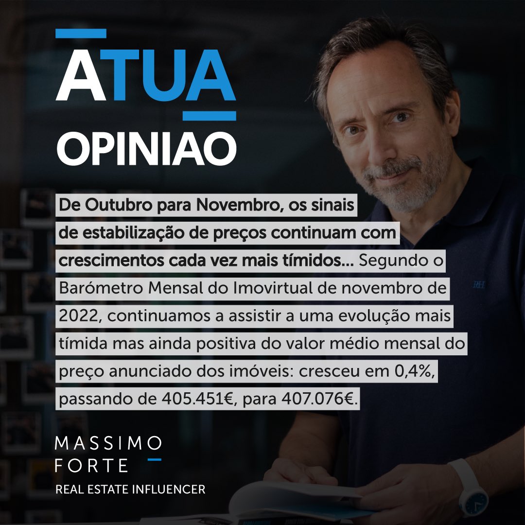 MassimoForte7's tweet photo. De Outubro para Novembro, os sinais de estabilização de preços…
 
Qual é a tua opinião? 

Partilha comigo, mas antes, vê o link do barómetro do Imovirtual de novembro 👇

https://t.co/O8FON7TjtY
 
#massimoforte
#realestateinfluencer
#angariarparavender

@Imovirtual https://t.co/rriekEafDY