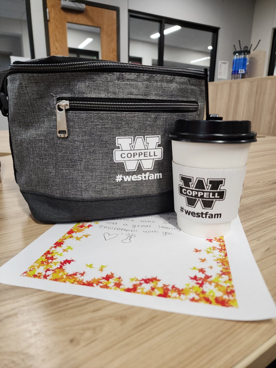 Sweet note, gift and more coffee this morning.  Thank you #WestFam njhs and generous admin!! Always thankful for you! #12Days