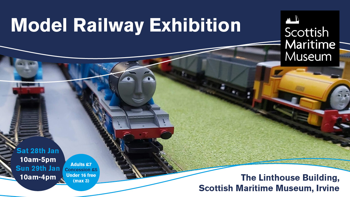 Following last year’s sell out show Kilmarnock &amp; District Model Railway Club returns to the Scottish Maritime Museum on Sat 28th and Sun 29th January. 
Come along and see some of the finest model rail displays in the West of Scotland. To book your tickets: bit.ly/3Bcg3Dg