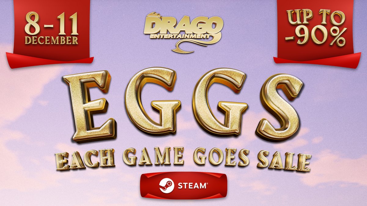 DragoEnt's tweet photo. 💥 Every Game Goes Sale! 💥
📢 Don't wait and find your golden EGGS from December 8 to 11.
💵 Save up to 90% on our games like Gas Station Simulator, Food Truck Simulator, Treasure Hunter Simulator, and much more!
👉 https://t.co/GJbKopRRhS
#publishersale #steam #games #sale https://t.co/1lqDCDV73W
