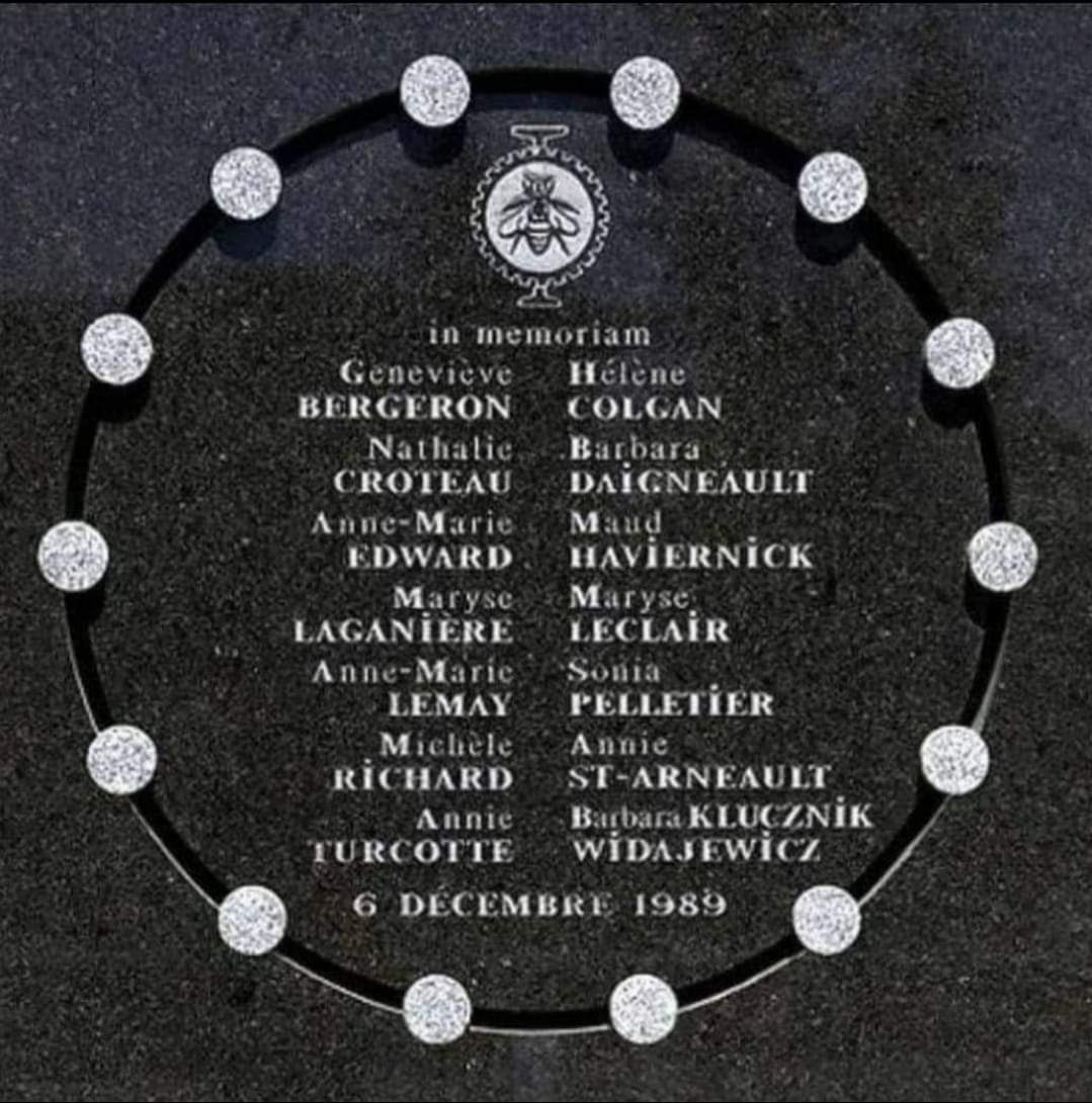 On this day in 1989, these women were murdered by a man who hated women.  14 young lives full of promise were ended ONLY bc he hated women.  
Read and remember their names. Do your part to end #GenderBasedViolence