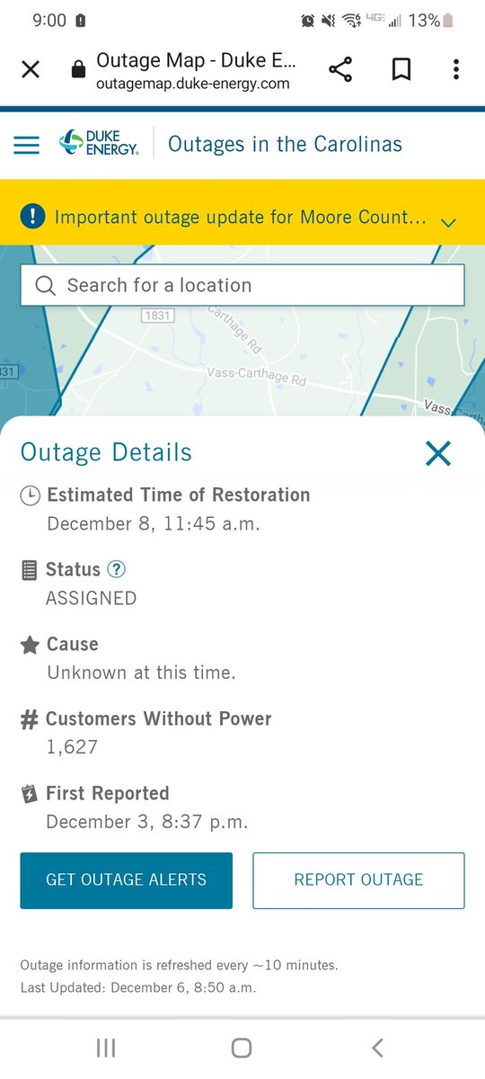 Power outage reason in my neighborhood continues to say Unknown under reason. Guess "substation shot up by crazies" wasn't in the drop down menu. #moorecounty