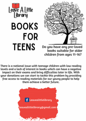 OrmistonDenes's tweet photo. The second of our youth social action projects is the donation of books to Leave a little library to save books from going to landfill. Donations of a good condition used book, suitable for any age group, esp books for teens. #WeWill @WeWillOrmiston @iwill_ormiston @OrmistonEast https://t.co/3lUglJzZhA