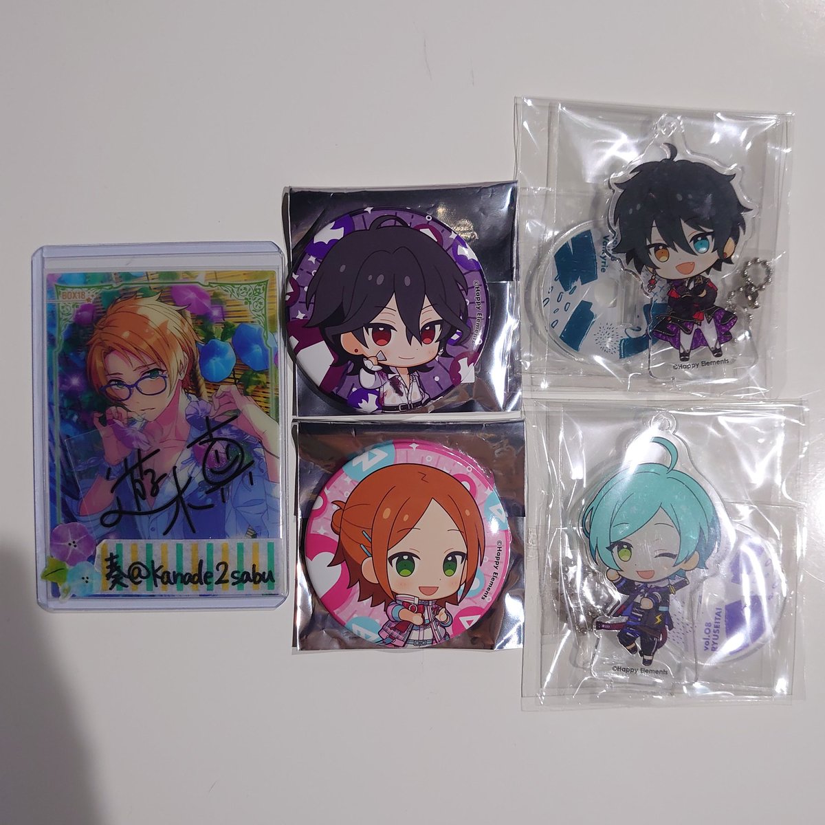 kanade2sabu's tweet photo. 【交換】あんスタ アニカフェ アクスタ 缶バッジ

譲→☆零 ゆうた ★みか 奏汰

求→缶バッジ☆レオ 真
アクスタ ★泉 真

同記号同士の交換
零はまとめて交換優先
郵送交換もしくは17日スタライ現地手渡し
お気軽にお声かけください https://t.co/MiG3mkUfvm