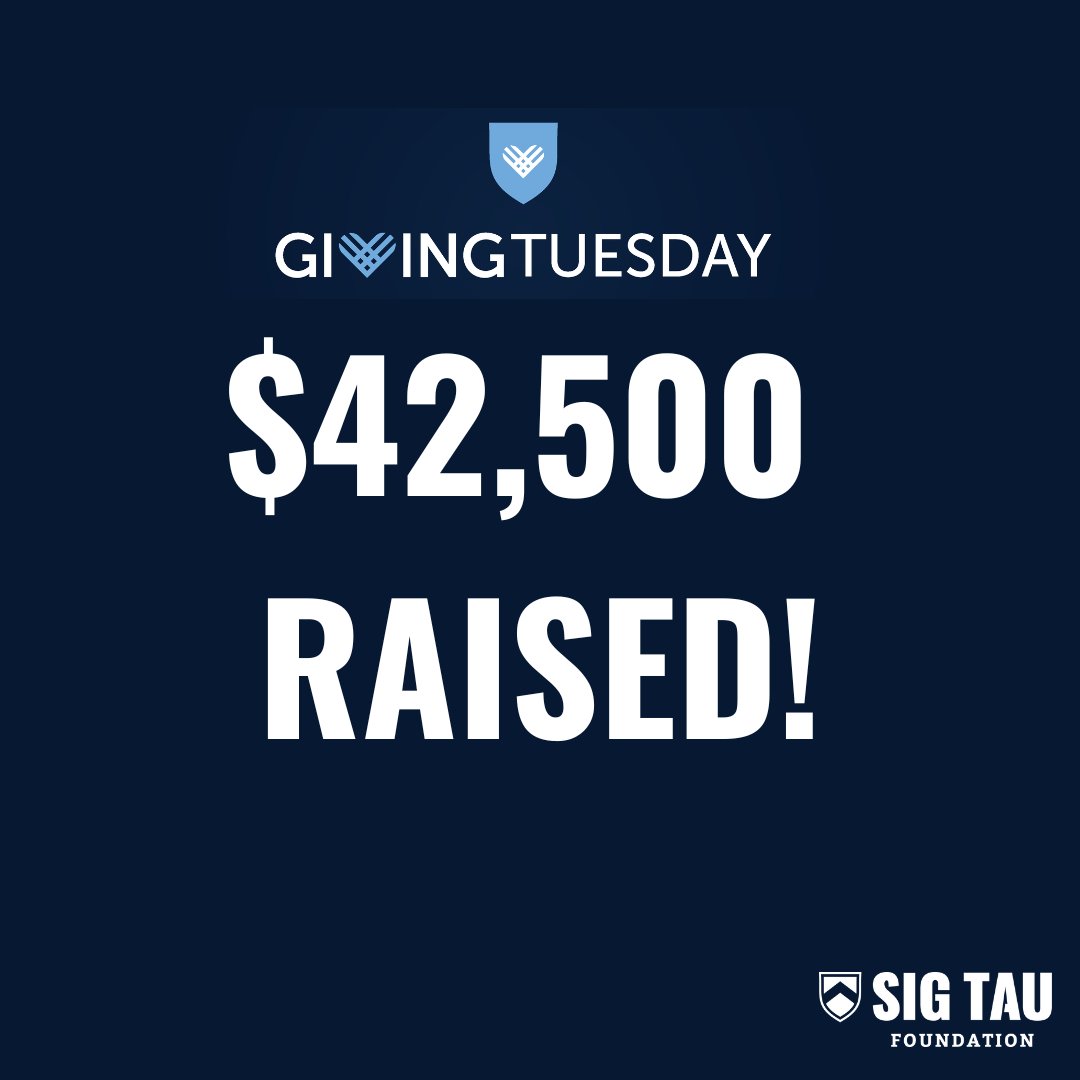 THANK YOU for the most successful giving Tuesday in Sig Tau History. Thank you to all of our donors for raising $42,500 to the Foundation in service of building generations of Noble Men.