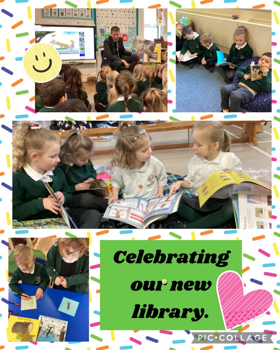 MeadowsideElm's tweet photo. Celebrating our new library! We love books, #Meadowsidereading https://t.co/f3XmLT1ZTs