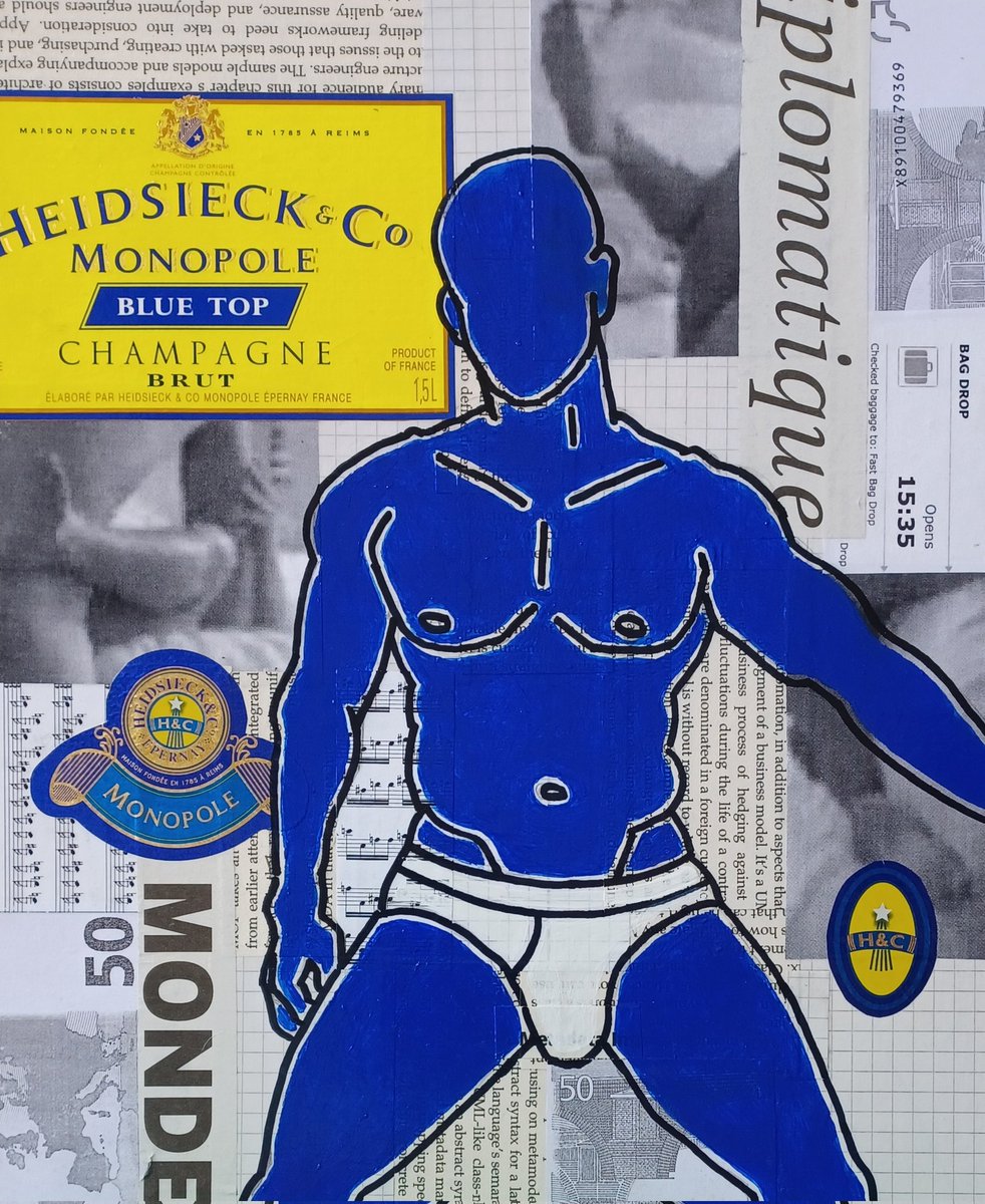 blackboot46's tweet photo. Blue Top (Monopole)
by #blackboot46
acrylic & collage on wood 2022
#Champagne #French #collage #blueman #underwearmodel #cks https://t.co/vCuk2zEcXK