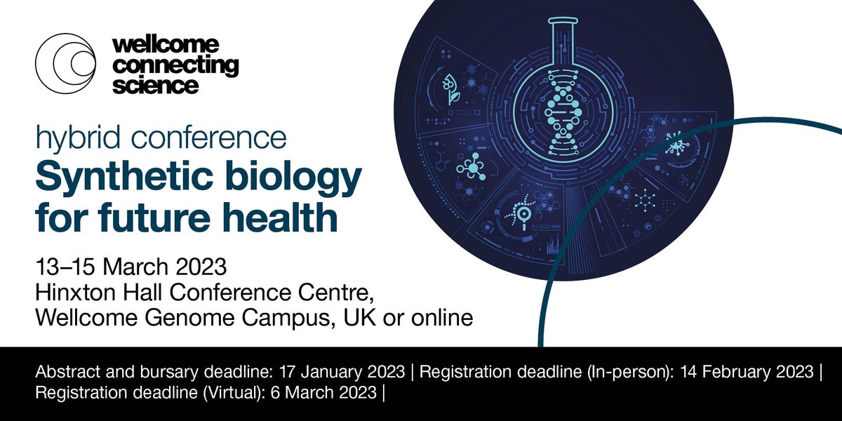 eventsWCS's tweet image. Our #SynBioFH23 team have brought together an exciting programme to showcase how #bioscience technologies are impacting global healthcare approaches. #GlobalHealth 

Submit an abstract by 17 Jan 2023 for an opportunity to share your work.📅
Full details➡️bit.ly/3Dj2HHp
