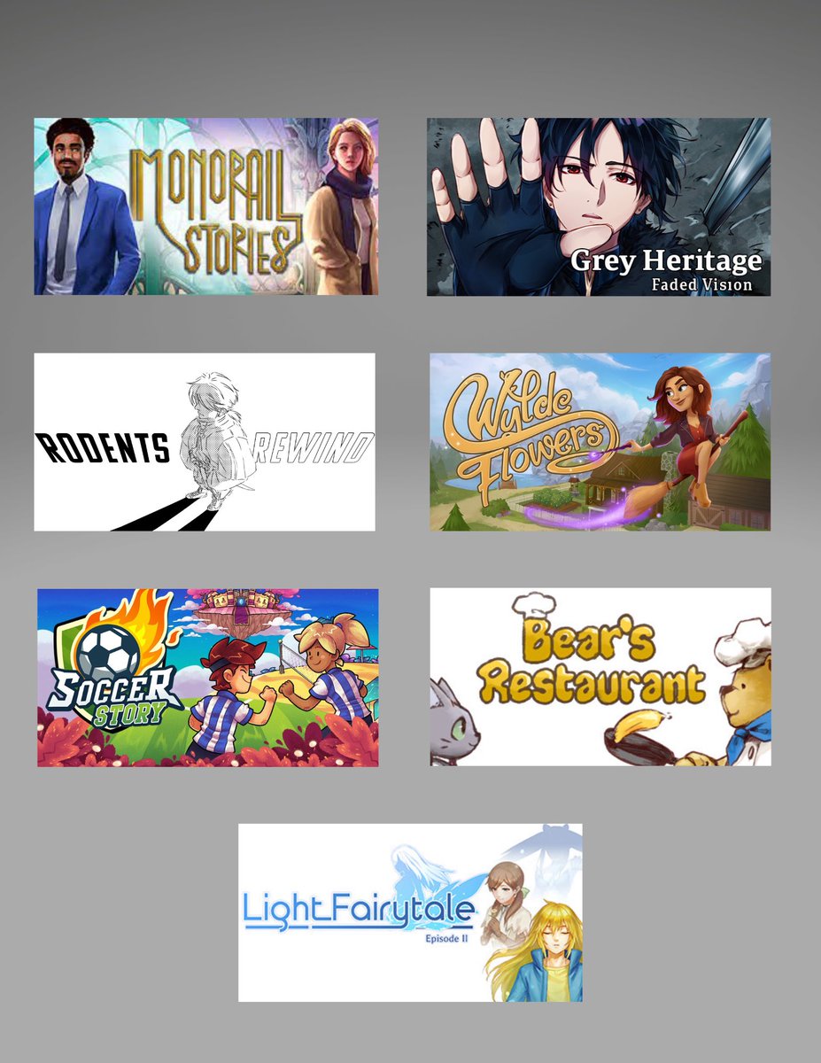 My planned streams for December! 

Starting with Monorail Stores by <a href="/StelexSoftware/">Stelex Software</a> and Grey Heritage: Faded Vision by <a href="/BTrainStudio/">BTrain || Grey Heritage</a> this weekend (Dec 11 at 10am ET)

Other games’ devs:
<a href="/Leslynnn_/">Prancake/Rodents:Rewind</a> 
<a href="/StudioDrydock/">Wylde Society & Wylde Flowers 🌸</a> 
<a href="/nomorerobotshq/">No More Robots</a> 
<a href="/OdencatGames/">Odencat</a> 
<a href="/bakanekofr/">miyu.works</a>