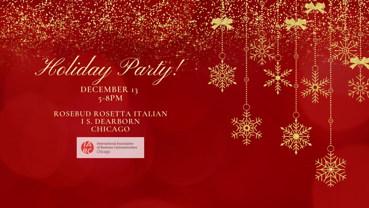 IABCChicago's tweet photo. One week left to save your space for our Holiday Mix &amp; Mingle event on December 13! I hope you will join us - registration is filling fast! https://t.co/aClYtB8hM3 https://t.co/wJU6i8il6g