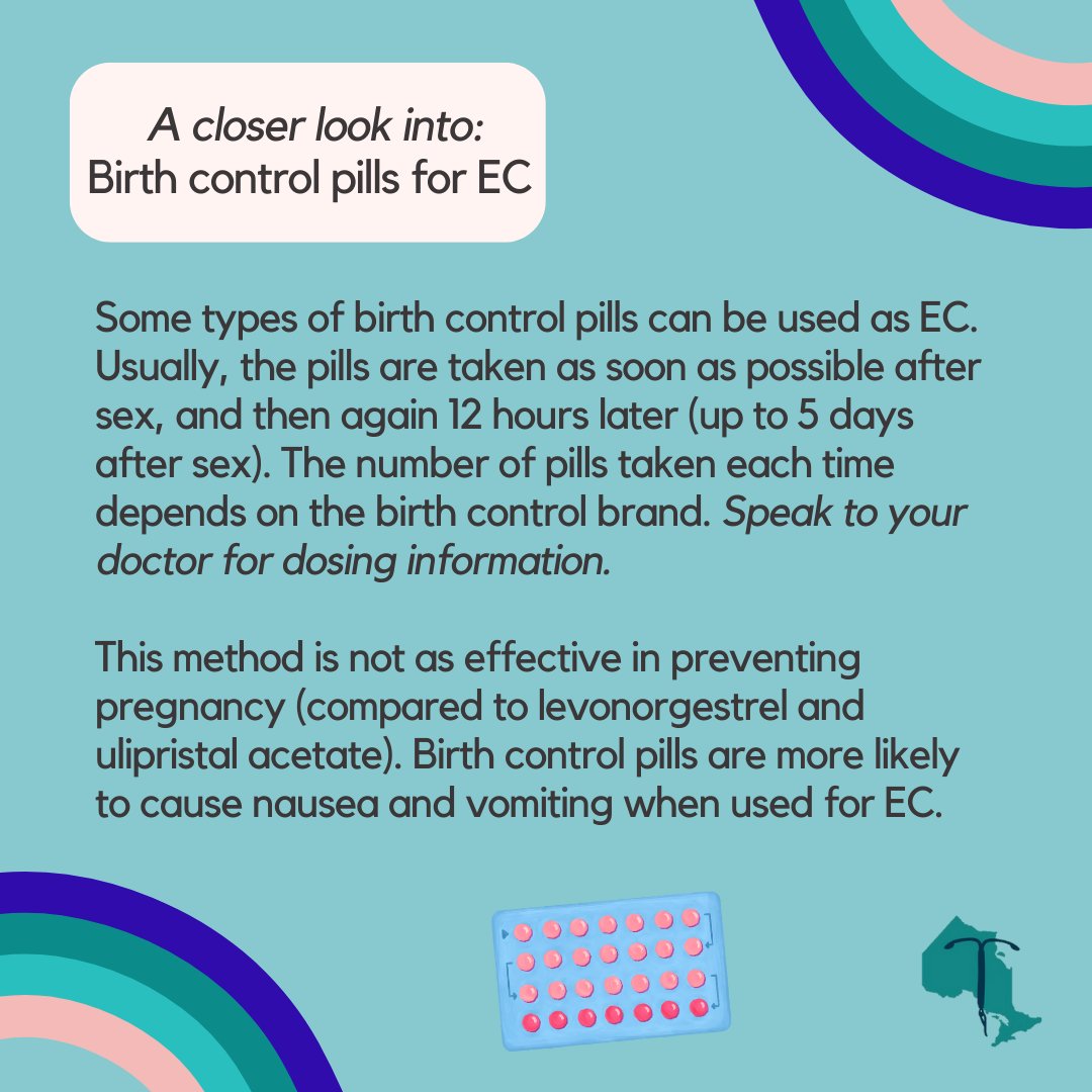 Contracepti_ON's tweet photo. Emergency #contraception is most effective when used soon after unprotected sex but can be effective in preventing pregnancy for up to 5 days in some cases! These medications should be accessible to ALL people at NO cost.
#CoverContraceptiON #contraceptionforall https://t.co/l6m8mQEBSp