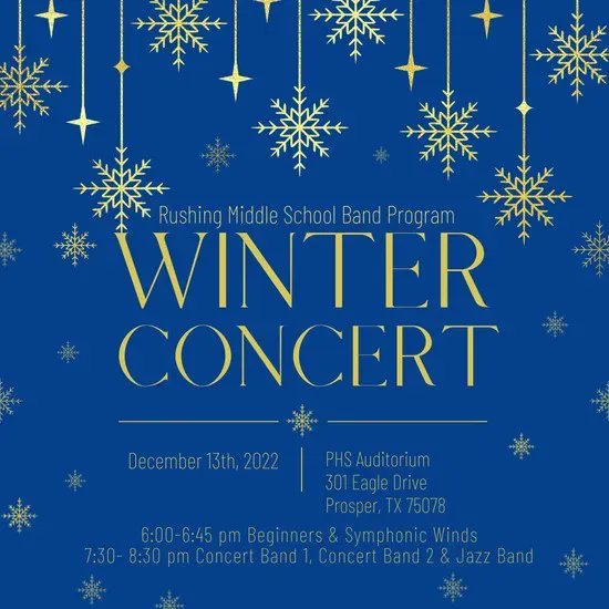 ProsperRushing's tweet photo. Join us at the PHS Auditorium on December 13th for our Winter Concert! https://t.co/zkvbmh5i09