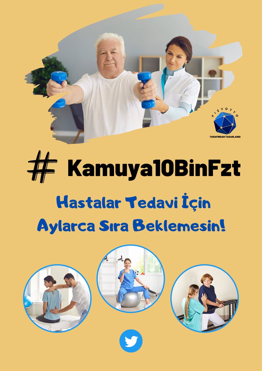 fizyotto's tweet photo. Hastalar tedavi için, fizyoterapistler ise atanmak için sıra bekliyor. Zamanında yapılamayan fizik tedavi uygulamaları hem hastaların sağlığına hem de ülke ekonomisine ciddi zararlar veriyor. Hem hastaların hem de fizyoterapistlerin sıra beklememesi için #Kamuya10BinFzt https://t.co/cEoiSxhYVd