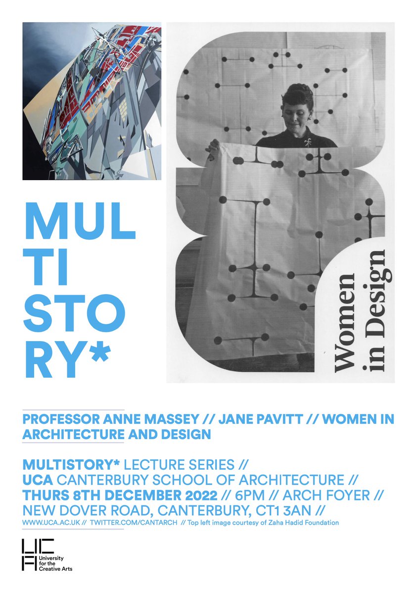 This Thursday, join us for this term’s MultiStory finale. Anne Massey and Jane Pavitt will be joining us to discuss Women in Architecture and Design. 6pm; Thursday; Canterbury; don’t miss it!