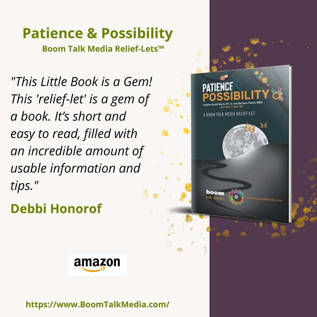 Boomgoddess's tweet photo. #Patience &amp; #Possibility - Boom Talk Media Relief-Lets™
"This Little Book is a Gem! This 'relief-let' is a gem of a book. It’s short and easy to read, filled with an incredible amount of usable information and tips." Debbi Honorof
https://t.co/8BFYJGjhWt
#TheMindsJournal #MindTa https://t.co/nWFJKEHXvh