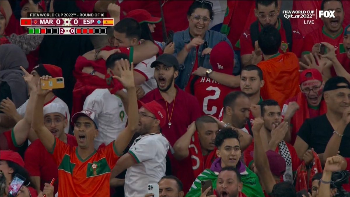 CBSSports's tweet photo. MOROCCO STUNS SPAIN -- ON TO THE QUARTERFINALS! https://t.co/PVrzJr2sij