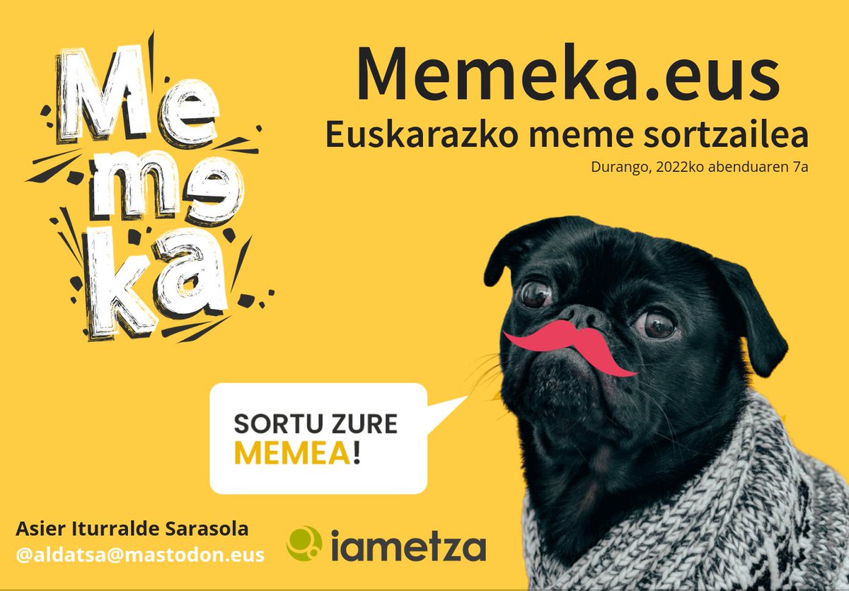 iametza's tweet photo. 🎉 Bihar @durangokoazokako @kabiadurangon emango ditugun bi aurkezpenak prestatzen ari gara:
#Memeka, euskarazko meme sortzailea 😜
⌚ 17:30 - 17:45
#Baleafunk Musika eta podcast libreen plataforma 🐳 🎧
⌚ 17:45 - 18:00
#57DA #eztanDA #DurangokoAzoka #DA https://t.co/F7TI8pm2YZ